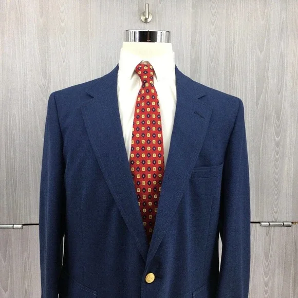Stafford Mens Gold Button Blazer Size 44R - Picture 2 of 9
